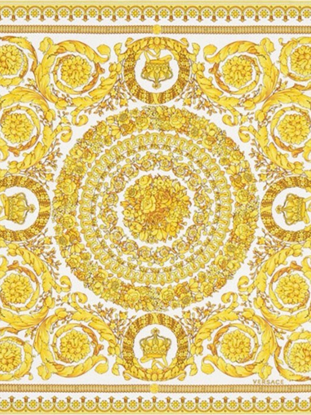 Authentic Versace Gold and White Baroque scarf 45cm